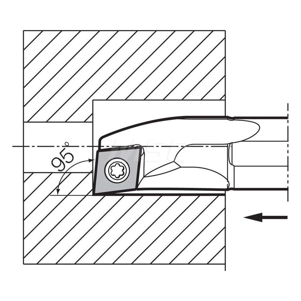 Kyocera Indexable Boring Bar: S12RSCLPR3, 0.9840" Min Bore, Right Hand, 5 deg Lead, Steel - THC89268