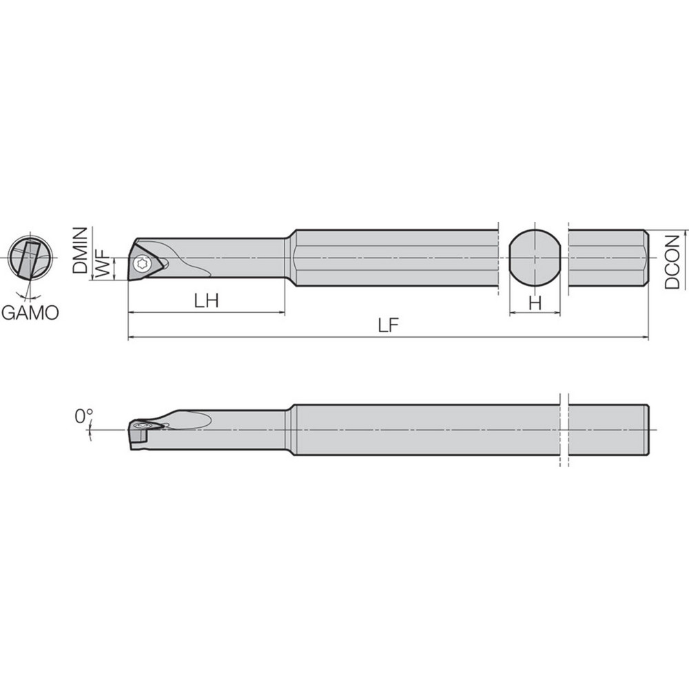 Kyocera Indexable Boring Bar: S10HSWUBL0607AE, 7.00 mm Min Bore, Left Hand, 10.00 mm Shank Dia, Steel - THC11923