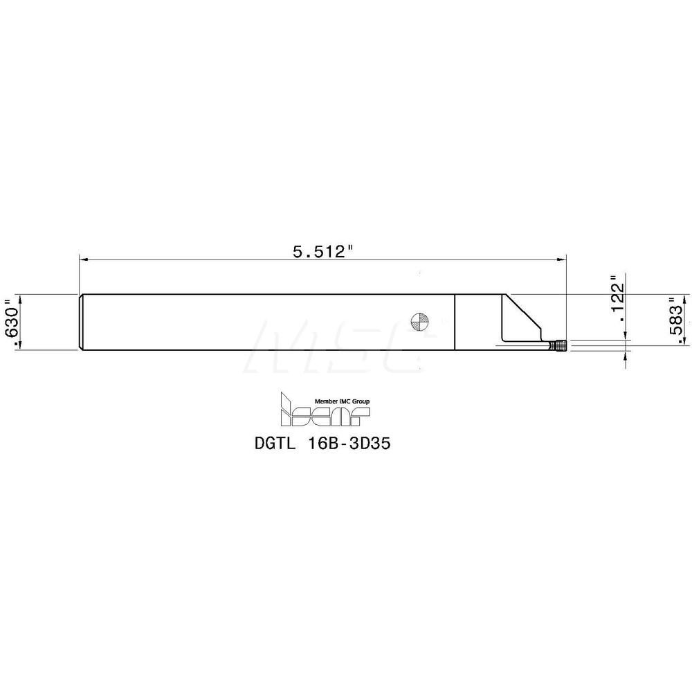 Iscar Indexable Grooving-Cutoff Toolholder: DGTL 16B-3D35, 3 to 3.18 mm Groove Width, 16 mm Max Depth of Cut, Left Hand - 2301399