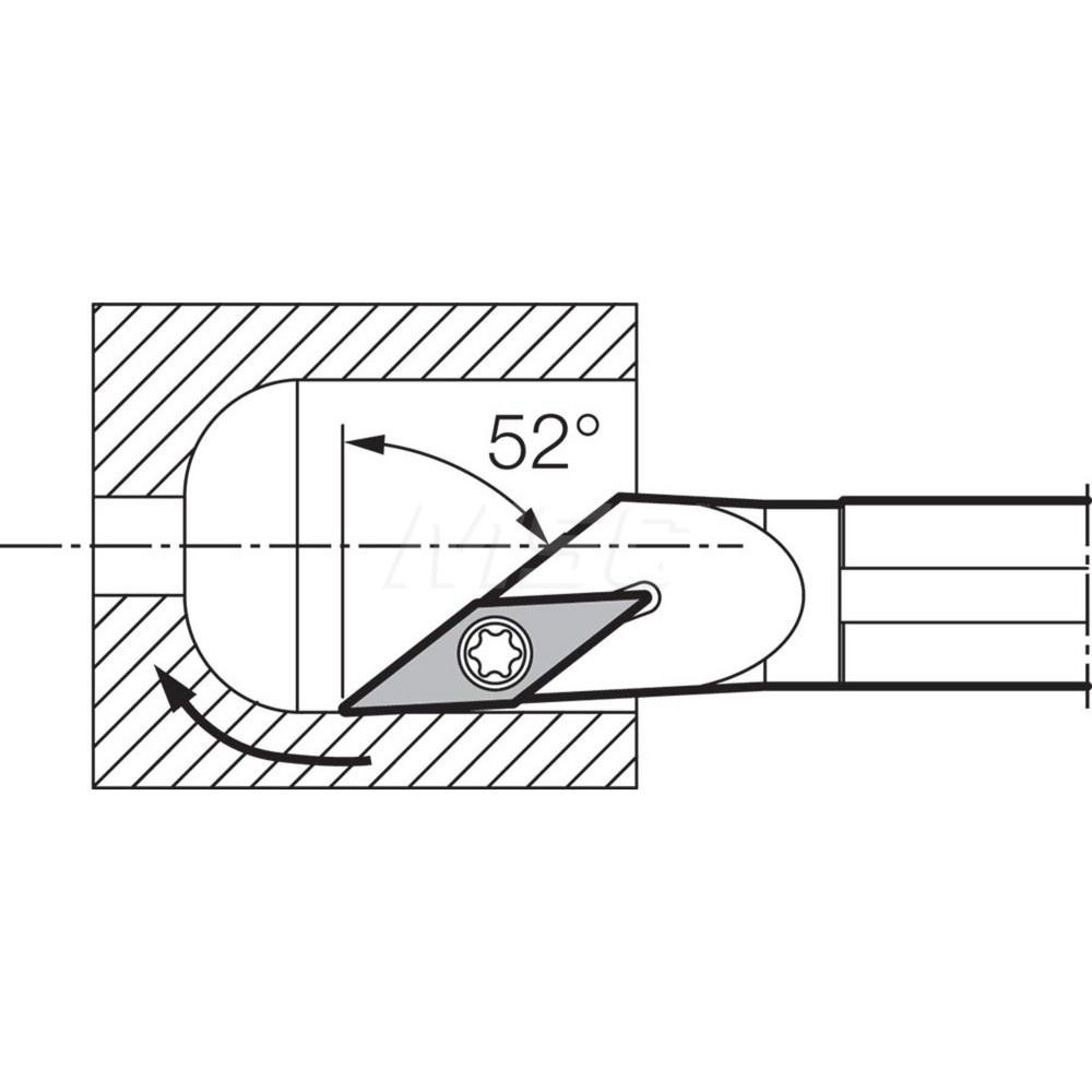 Kyocera Indexable Boring Bar: S10XSVJBL2, 0.78" Min Bore Dia, Left Hand Cut, 5/8" Shank Dia, 52 ° Lead Angle, Steel - THC89314