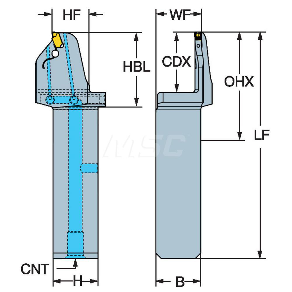 Sandvik Coromant Indexable Grooving Toolholder: QFU-LFH150C16-150B, Left Hand - 7192474