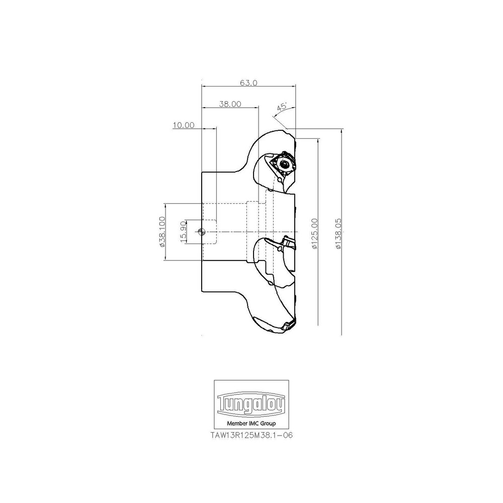 Tungaloy Indexable Boring Bar: A10-SDQCR2-D14, 0.8750" Min Bore, Right Hand, 107.5 deg Lead, Steel (Shank) - 6850526