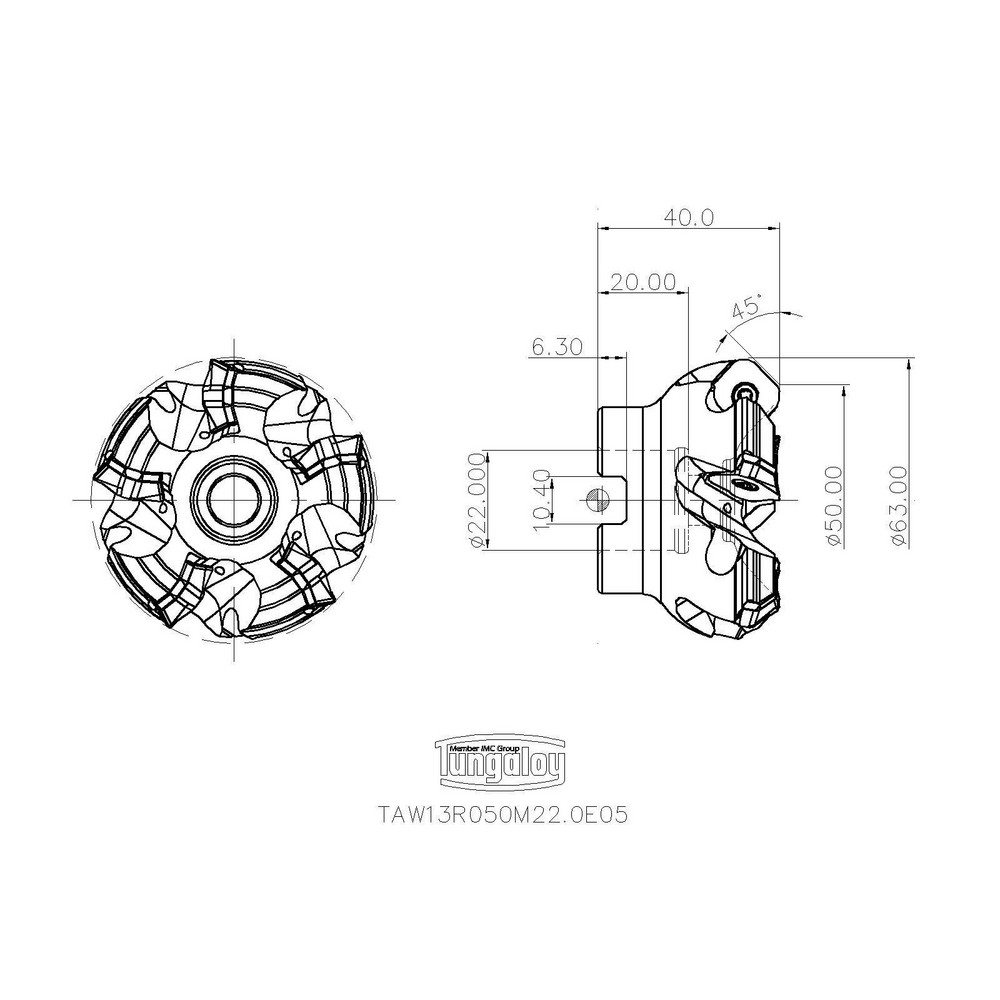 Tungaloy Indexable Boring Bar: A10-SDQCR2-D14, 0.8750" Min Bore, Right Hand, 107.5 deg Lead, Steel (Shank) - 6850526