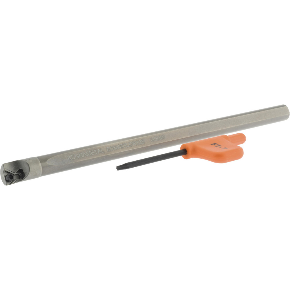 Kennametal Indexable Boring Bar: E05MSTLDR128, 0.3600" Min Bore, Right Hand, 5 deg Lead, Solid Carbide (Shank) & Steel (Head) - 1270973