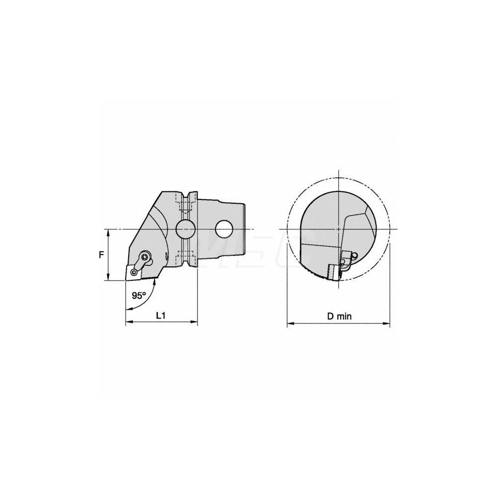 Kennametal Modular Turning & Profiling Head: Size KM50, 50 mm Head Length, Internal or External, Right Hand - 3738166