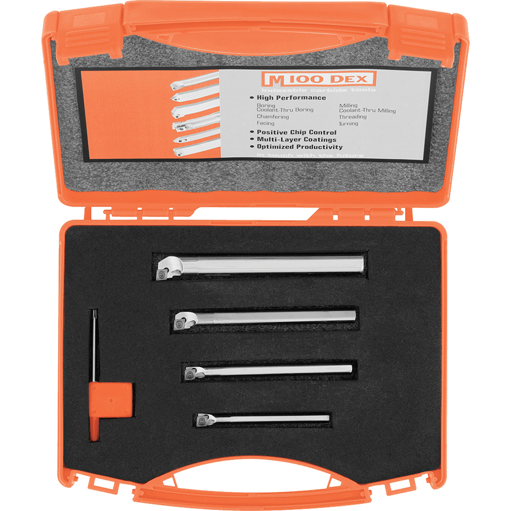 Everede Tool 4" Max Bore, 0.27" Min Bore Smallest Bar, 0.36" Min Bore Largest Bar, Carbide Indexable Boring Bar Set - 02330