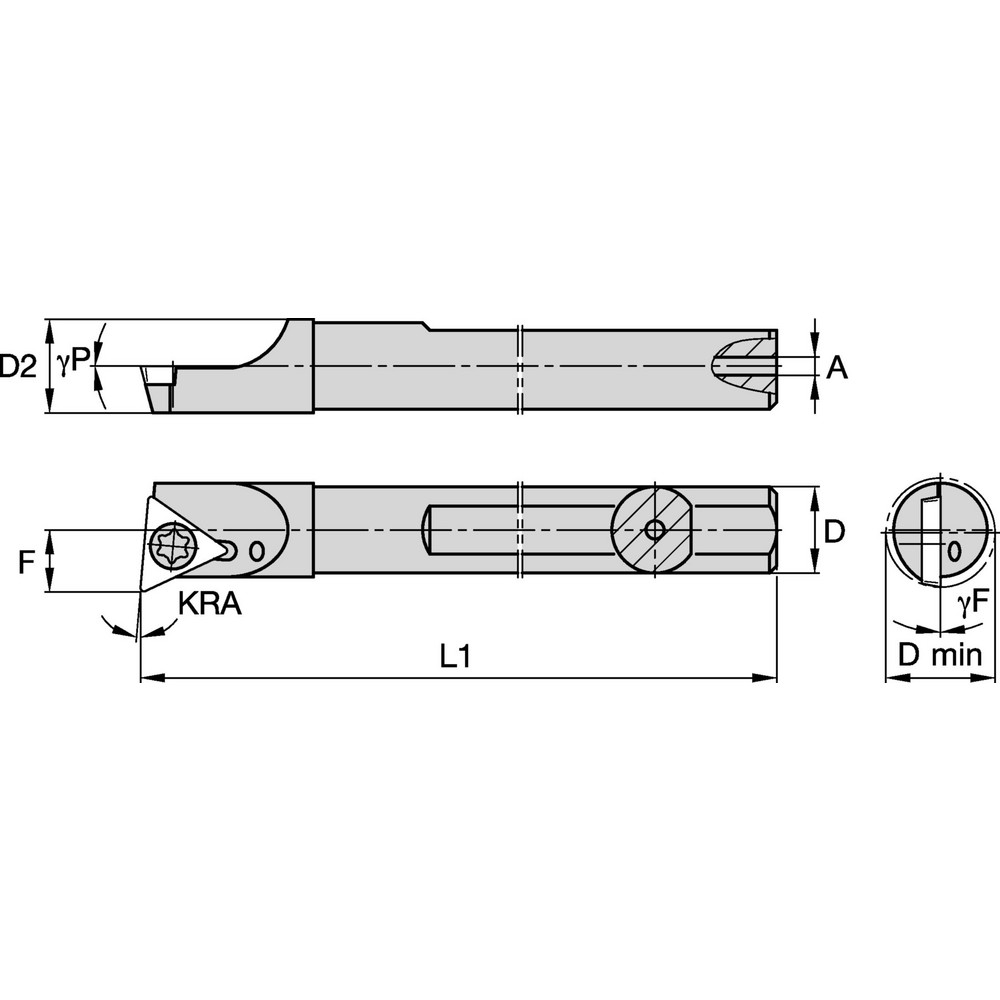 Widia Indexable Boring Bar: SSBIW75083R, 0.7970" Min Bore, Right Hand, -3 deg Lead, Steel - 2823155