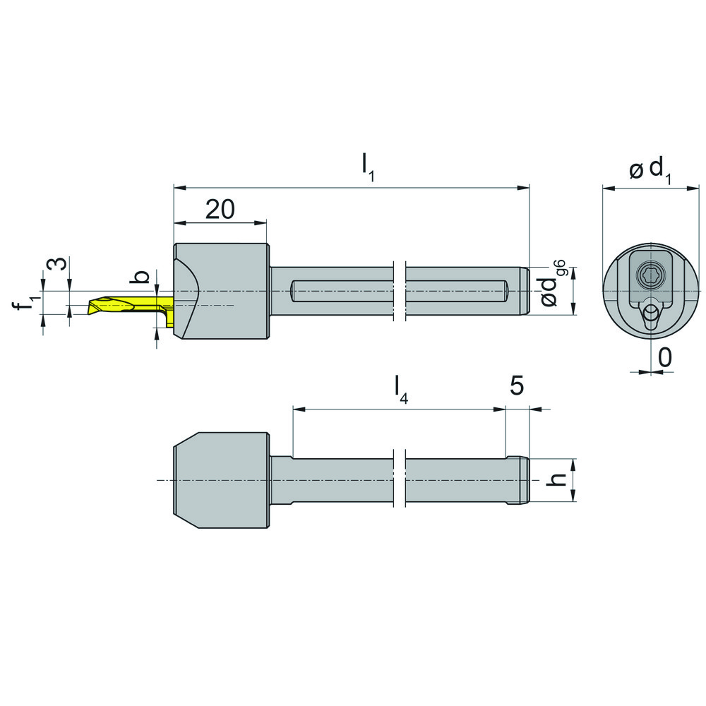 HORN Indexable Turning Toolholder: BU105.0500.S.03, Screw - BU1050500S03