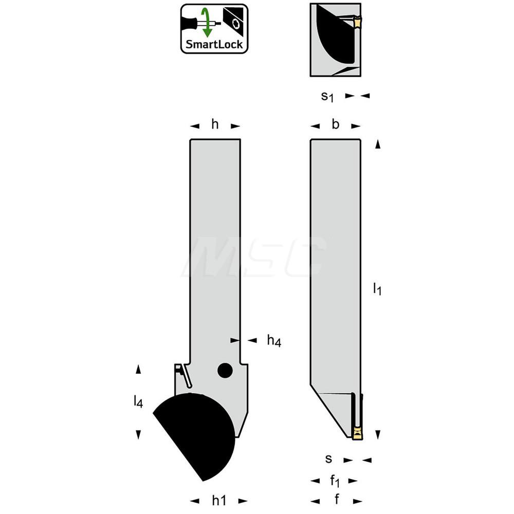 Walter Indexable Grooving Toolholder: G4014.08L-1.5T12DX18, Internal or External, Left Hand, 25 mm Max Workpiece Dia - 7796069