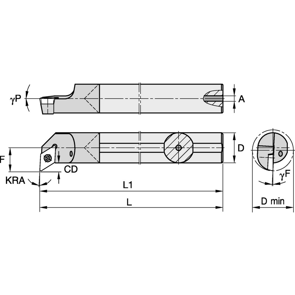 Widia Indexable Boring Bar: CSPI3125001255L, 0.4230" Min Bore, Left Hand, -5 deg Lead, Steel - 2832326
