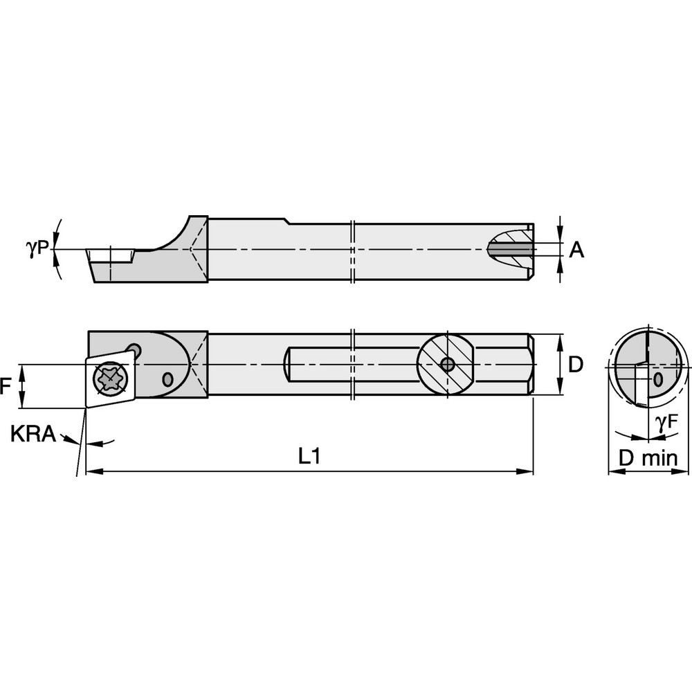 Widia Indexable Boring Bar: CSPI3125001255L, 0.4230" Min Bore, Left Hand, -5 deg Lead, Steel - 2832326