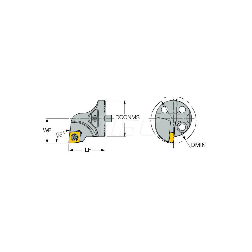 Iscar Replaceable Boring Bar Heads; Compatible Insert Style: CCMT; Insert Style: CC; Compatible Insert Size Code: 3-2-M3M; Tool Material: Steel; Multi-use Tool: No; Lead Angle: 95 deg; Through Coolant: Normal Pressure; Yes; For Shank Dia: 25 mm; 0.984 in; Cutting Tool Application: Turning - 3331855