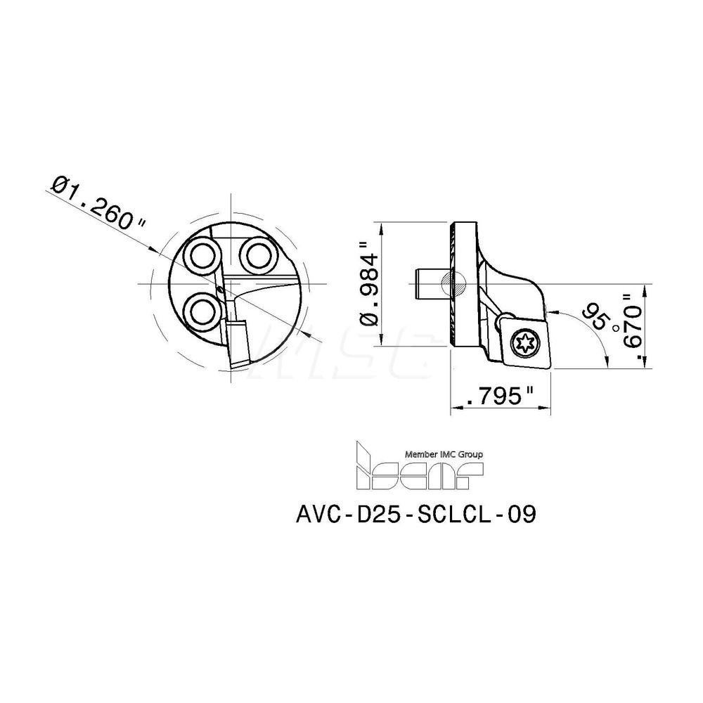 Iscar Replaceable Boring Bar Heads; Compatible Insert Style: CCMT; Insert Style: CC; Compatible Insert Size Code: 3-2-M3M; Tool Material: Steel; Multi-use Tool: No; Lead Angle: 95 deg; Through Coolant: Normal Pressure; Yes; For Shank Dia: 25 mm; 0.984 in; Cutting Tool Application: Turning - 3331855