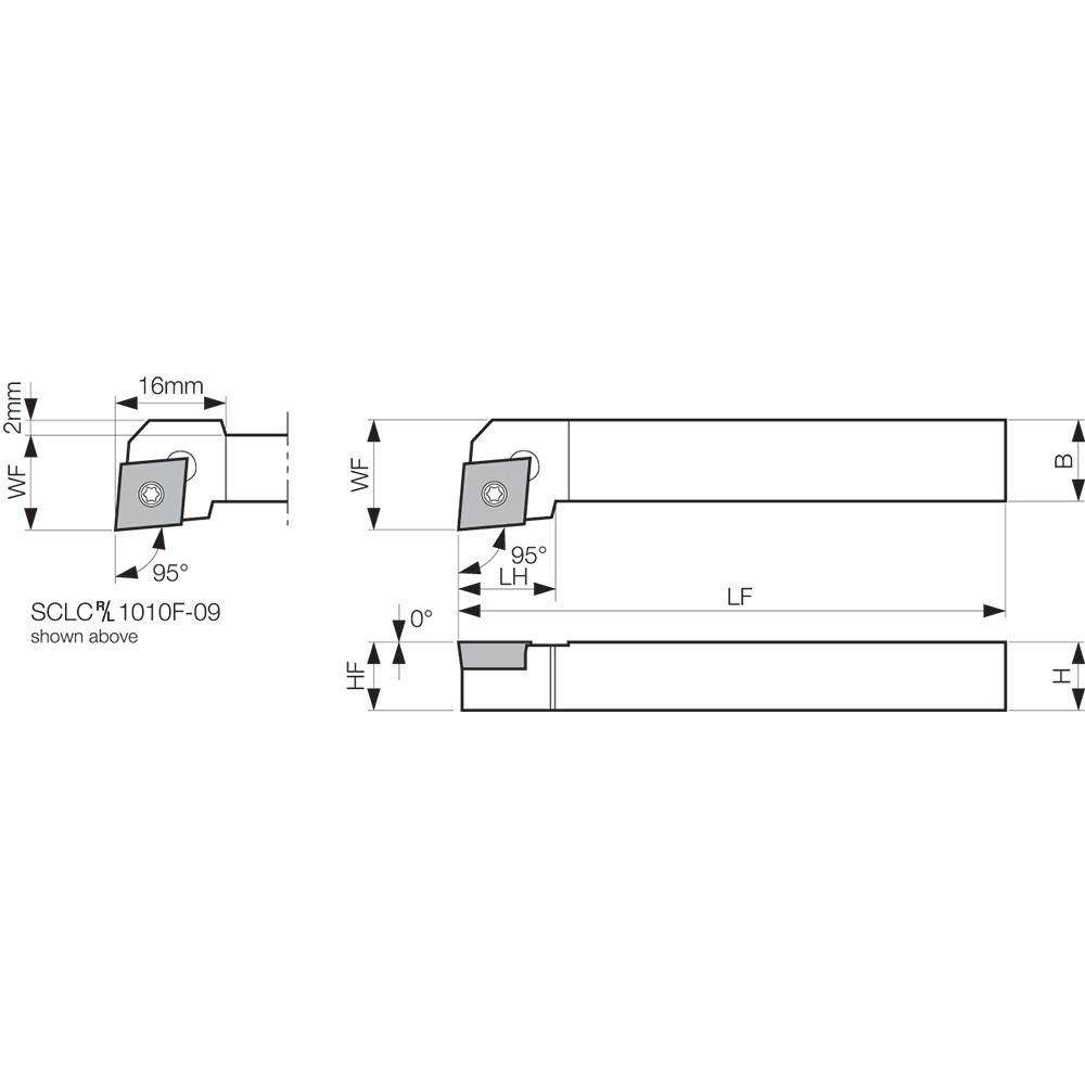 Kyocera Indexable Turning Toolholder: SCLCR103C - THC89222