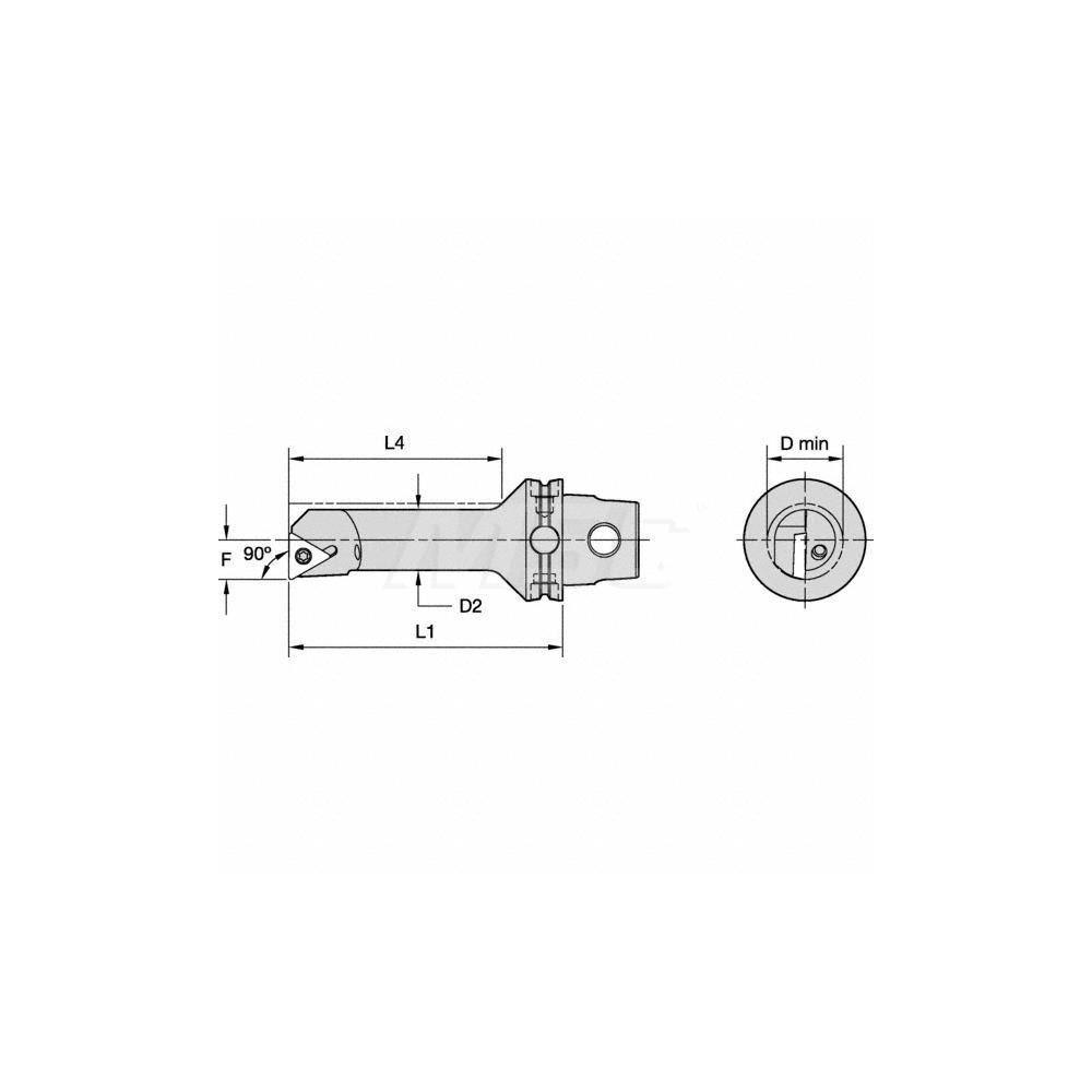 Kennametal Modular Boring Head: 35.16 mm Max Dia, Right Hand, Size KM40TS - 3955535