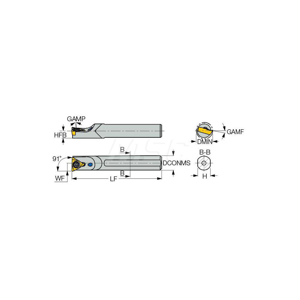 Iscar Indexable Boring Bar: E10M STFPR-09X, 10.90 mm Min Bore, Right Hand, 10.00 mm Shank Dia, 91 deg Lead, Solid Carbide - 3601991