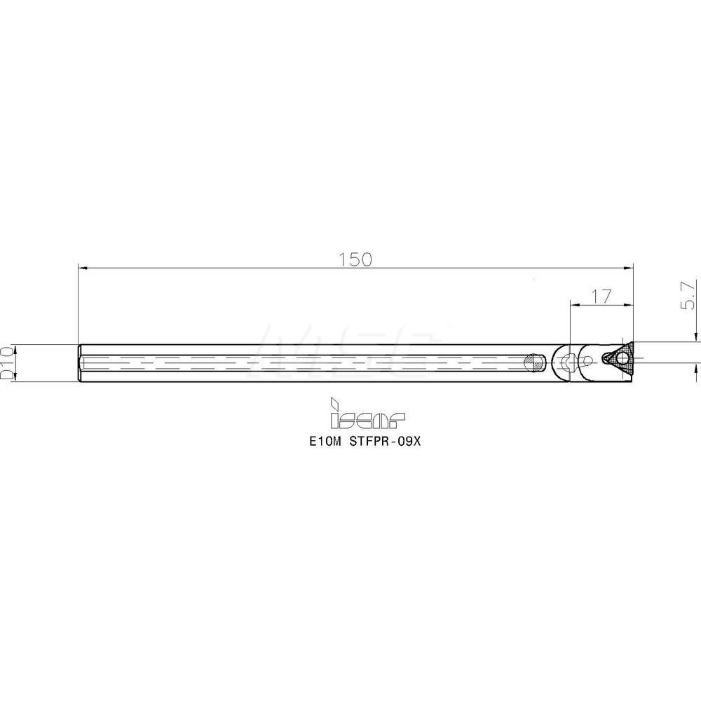 Iscar Indexable Boring Bar: E10M STFPR-09X, 10.90 mm Min Bore, Right Hand, 10.00 mm Shank Dia, 91 deg Lead, Solid Carbide - 3601991