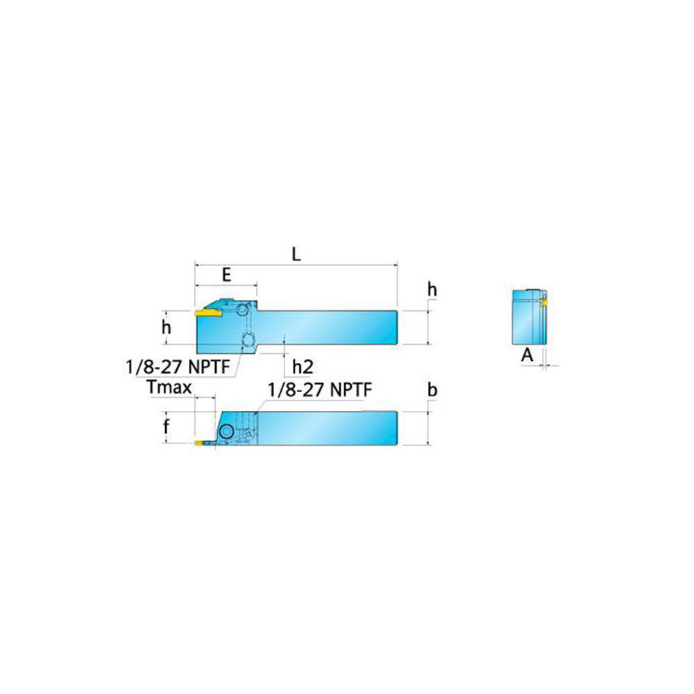 Ingersoll Cutting Tools Indexable Grooving Toolholder: TTER19-2T12-TB, 0.944" Max Workpiece Dia - 6185063