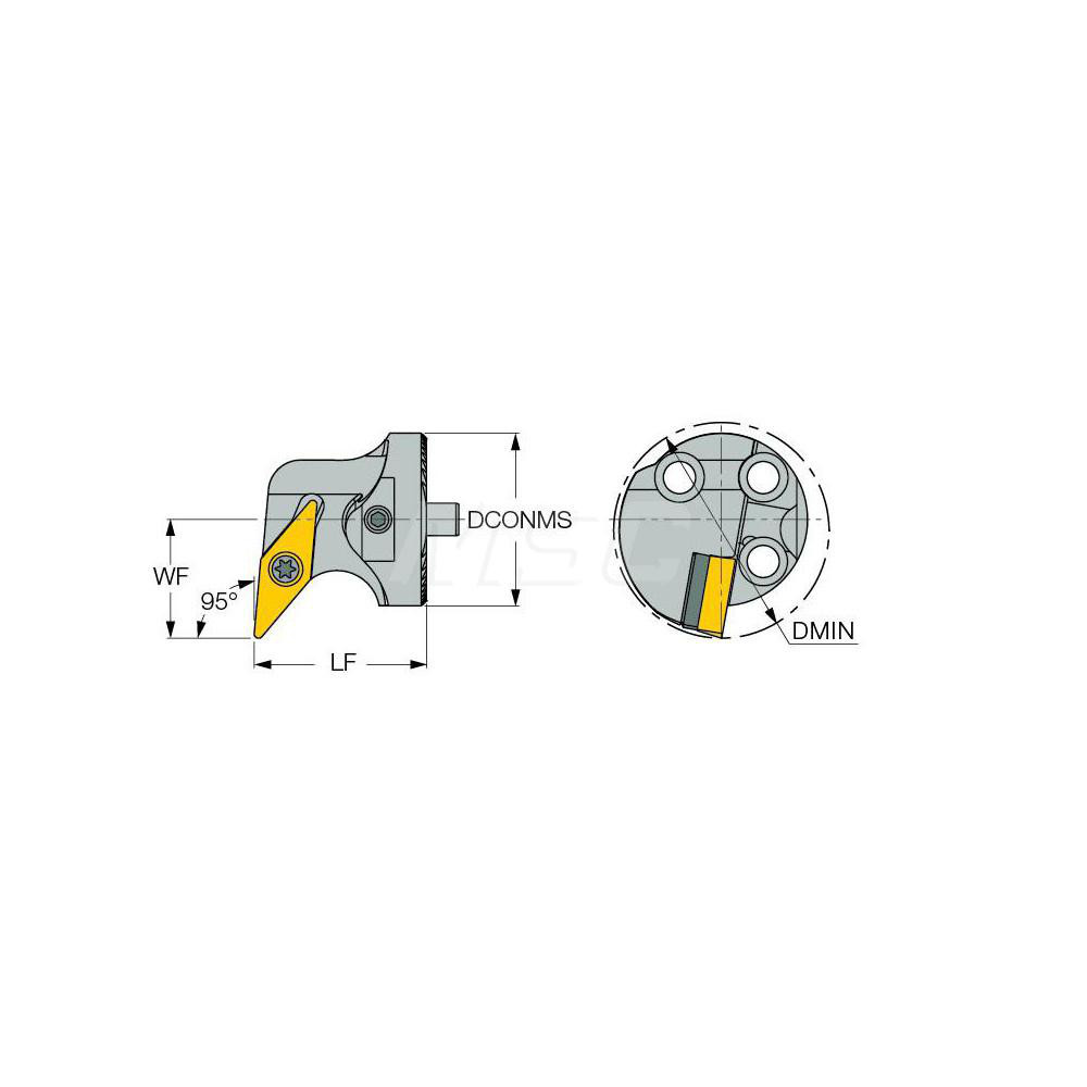 Iscar Replaceable Boring Bar Heads; Compatible Insert Style: VCMT; Insert Style: VN; Compatible Insert Size Code: 332-F3M; Tool Material: Steel; Multi-use Tool: No; Lead Angle: 95 deg; Through Coolant: Normal Pressure; Yes; For Shank Dia: 32 mm; 1.26 in; Cutting Tool Application: Turning - 3332997
