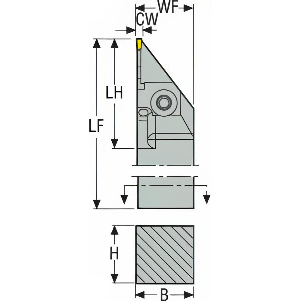 Seco Indexable Cutoff Toolholder: 0.492" Max Depth of Cut, 1" Max Workpiece Dia, 2 mm Min Insert Width, Right Hand - 02828756