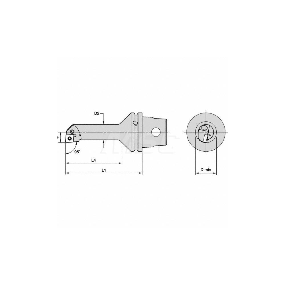 Kennametal Modular Turning & Profiling Head: Size KM63, 125 mm Head Length, Internal, Left Hand - 2231272