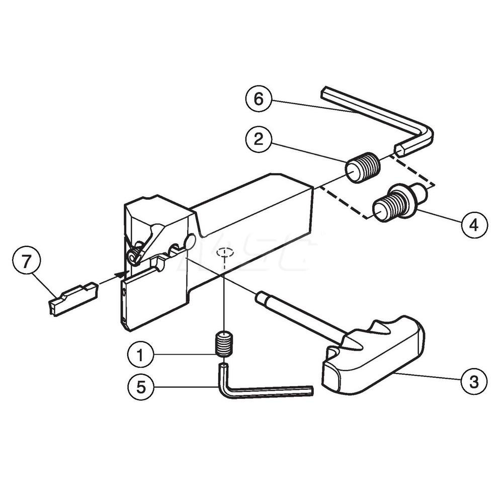 Sandvik Coromant Indexable Grooving Toolholder: QS-RF123G080C16E, Internal or External, Right Hand - 6537342