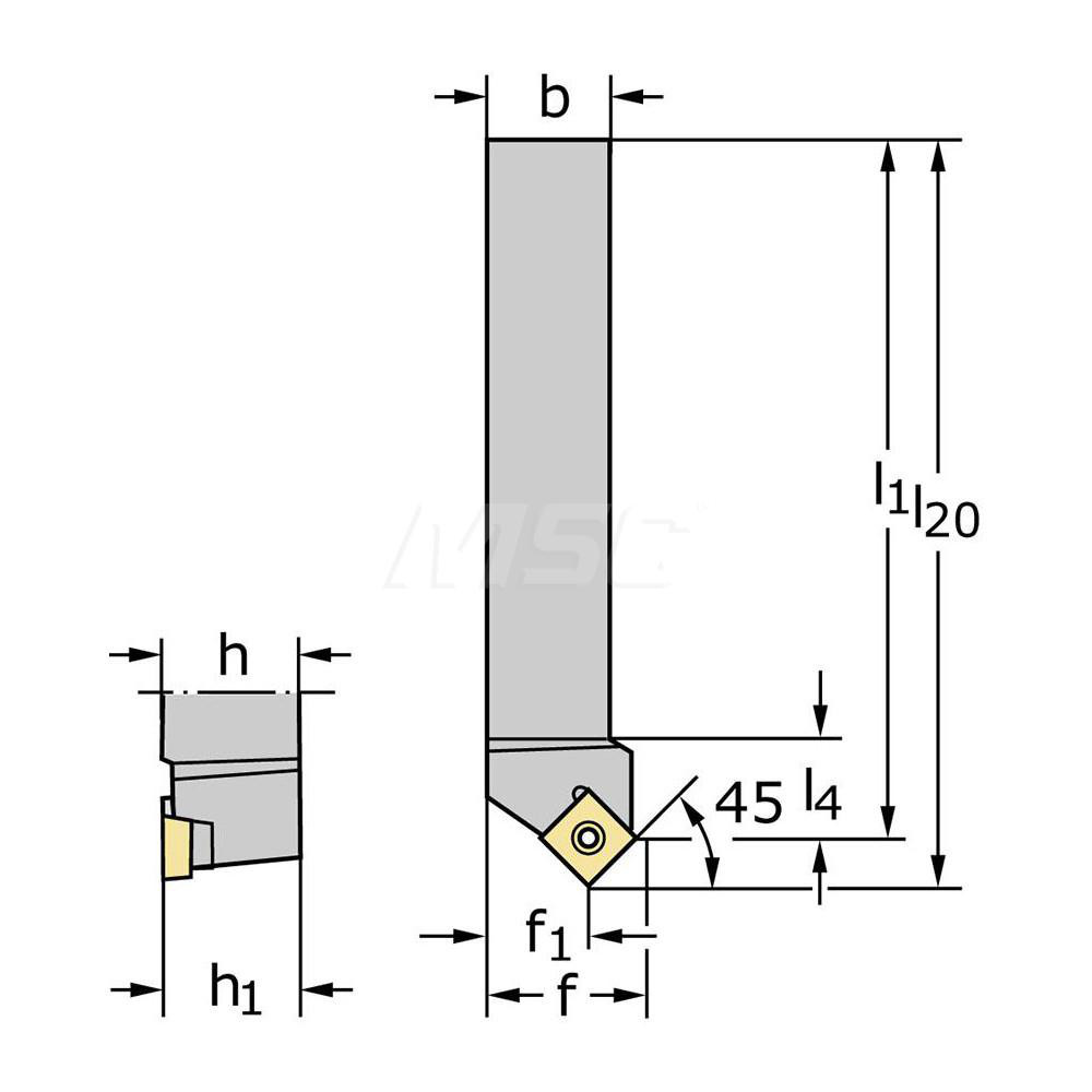 Walter Indexable Turning Toolholder: SSDCR1616H09, 45.0 deg Lead Angle, Screw - 5327620