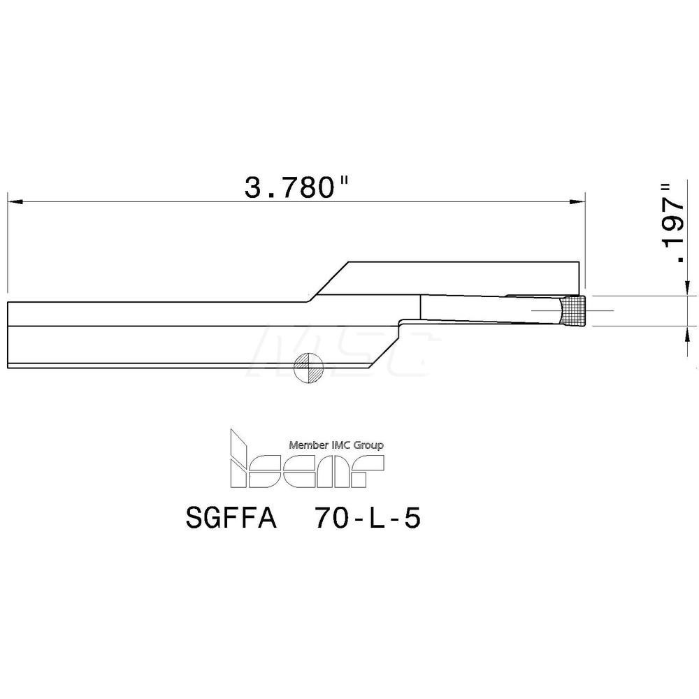 Iscar Indexable Grooving Blade: 1.2598" High, Left Hand, 0.1969" Min Width - 2300287