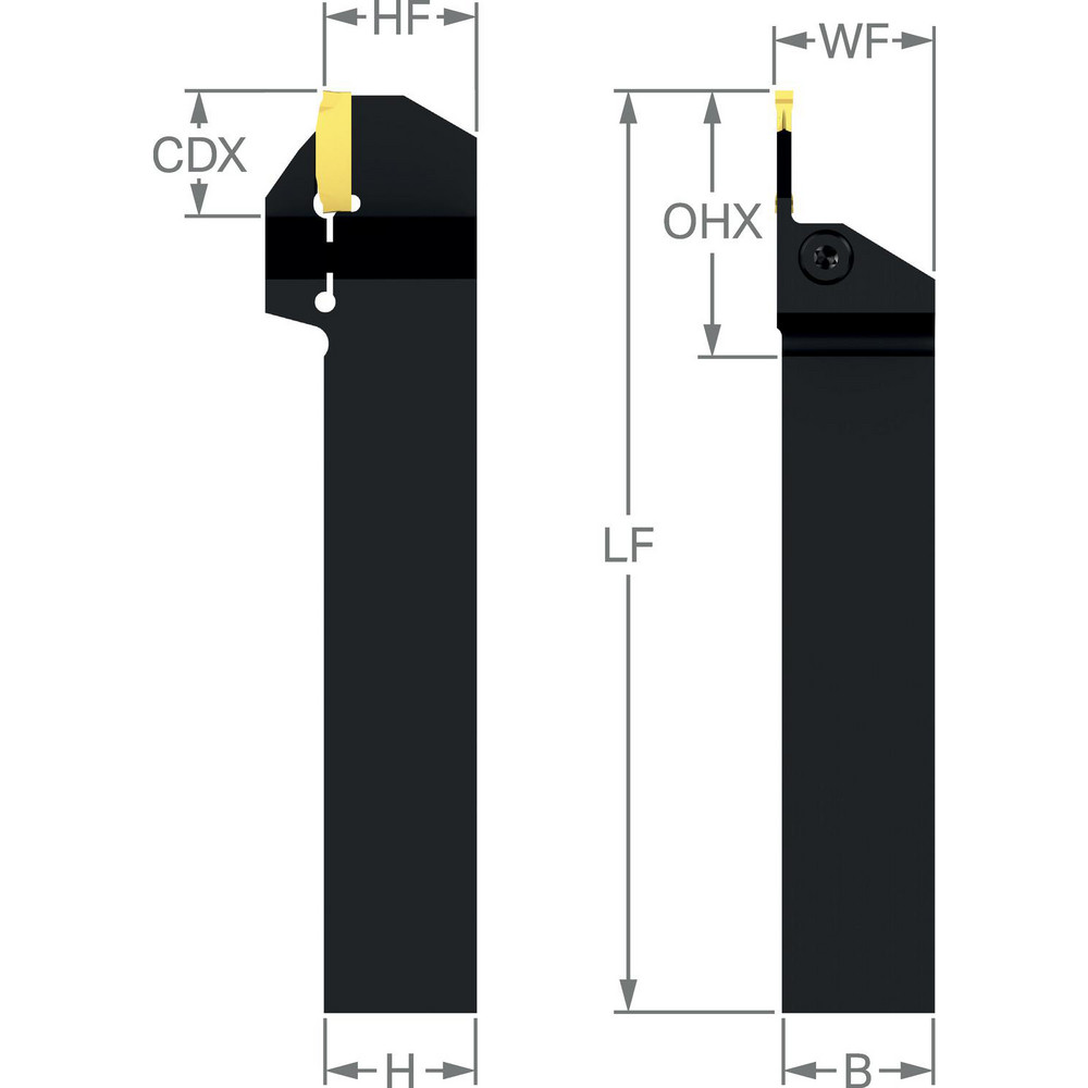 Sandvik Coromant Indexable Grooving & Cut-Off Toolholders: Right Hand, 0.4000, 10.16 - 8196320