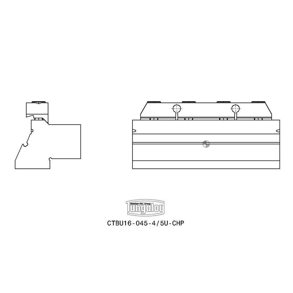 Tungaloy Tool Block Style CTBU-CHP, 4.331" OAL, Indexable Cutoff Blade Tool Block - 6734886
