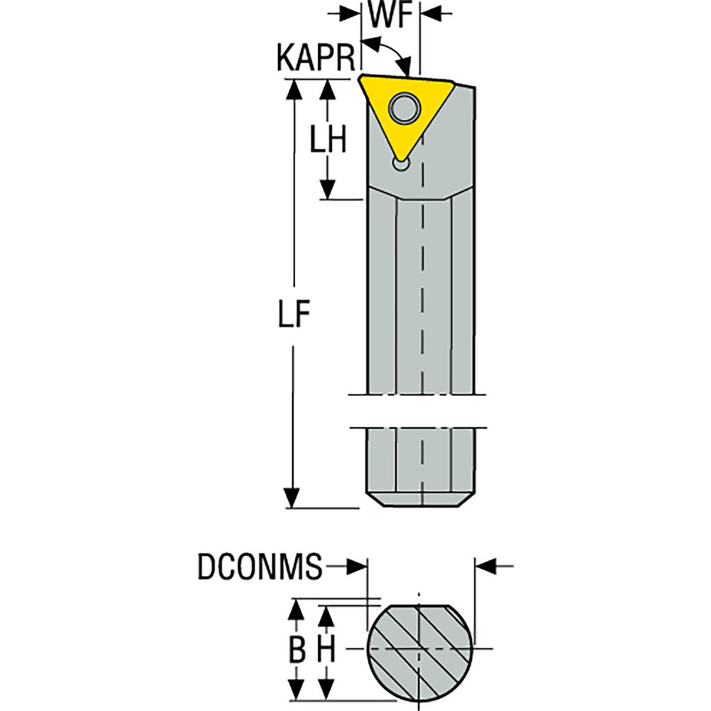 Seco Indexable Boring Bar: H04STLDR-1.2, 0.2900" Min Bore, Right Hand, -5 deg Lead, Heavy Metal - 00057661