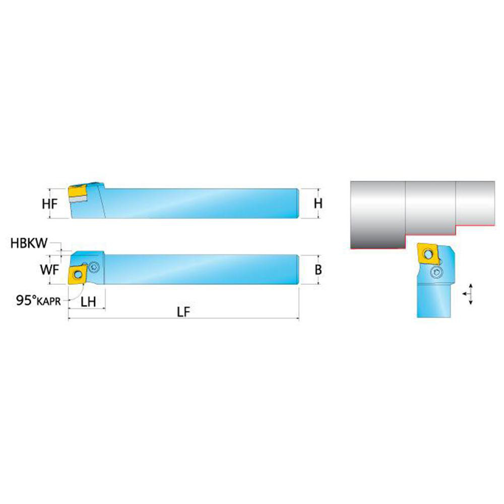 Ingersoll Cutting Tools Indexable Turning Toolholder: HCLNL08-33C-SH, 95.0 deg Lead Angle, Lever - 6138300