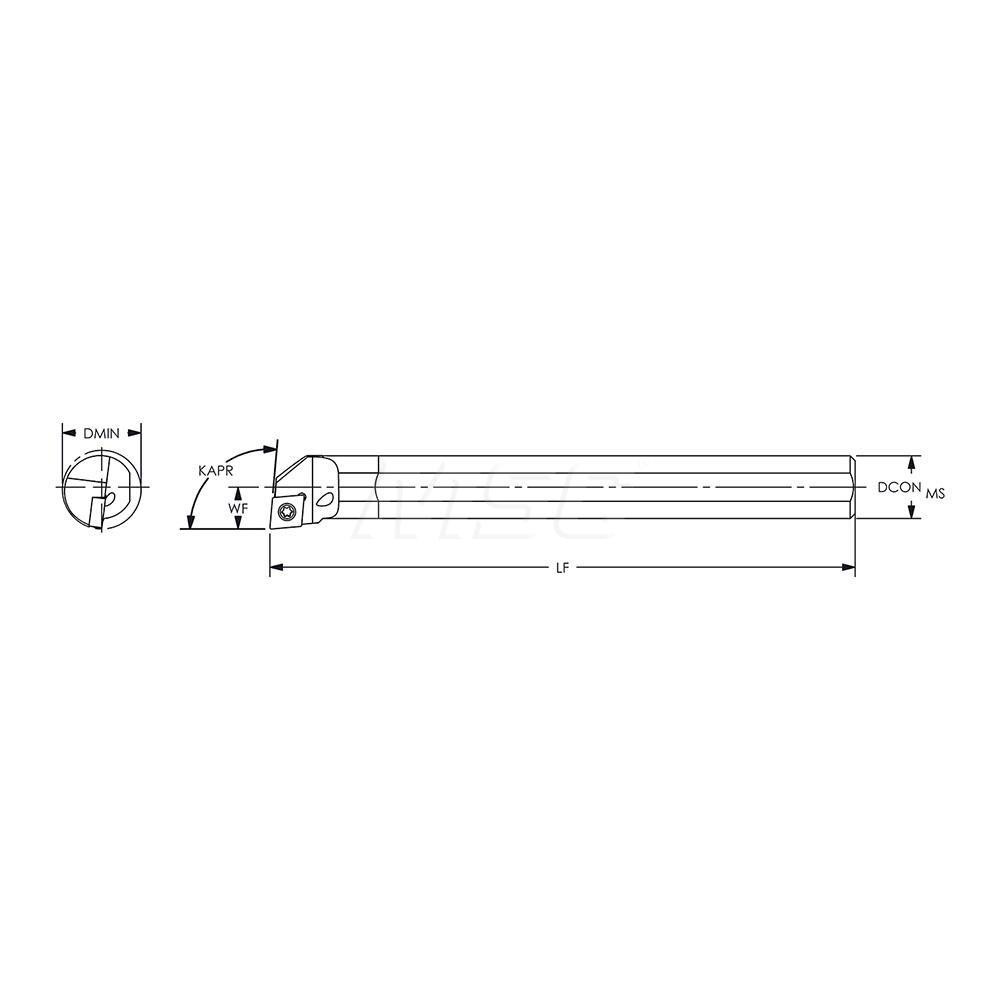 Ultra-Dex Indexable Boring Bar: .75X7 CARBIDE SHANK, 0.9200" Min Bore, 95 deg Lead, Solid Carbide - 920-000-309