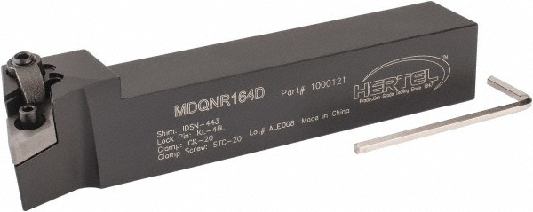 Hertel Indexable Turning Toolholder: MDQNR164D 1" SHANK, Clamp & Screw - 1000121