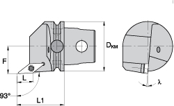 Kennametal Modular Turning & Profiling Head: Size KM63, 60 mm Head Length, Internal, Left Hand - 2231270