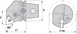 Kennametal Modular Turning & Profiling Head: Size KM63, 60 mm Head Length, Internal, Left Hand - 2231270