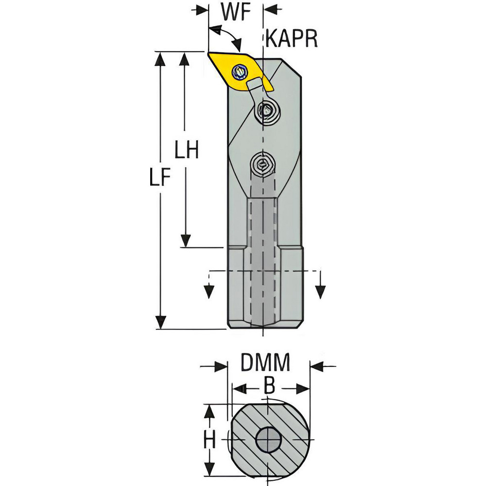 Seco Indexable Boring Bar: A24-MDUNL-4, 2.2500" Min Bore, Left Hand, 93 deg Lead, Steel - 00041065