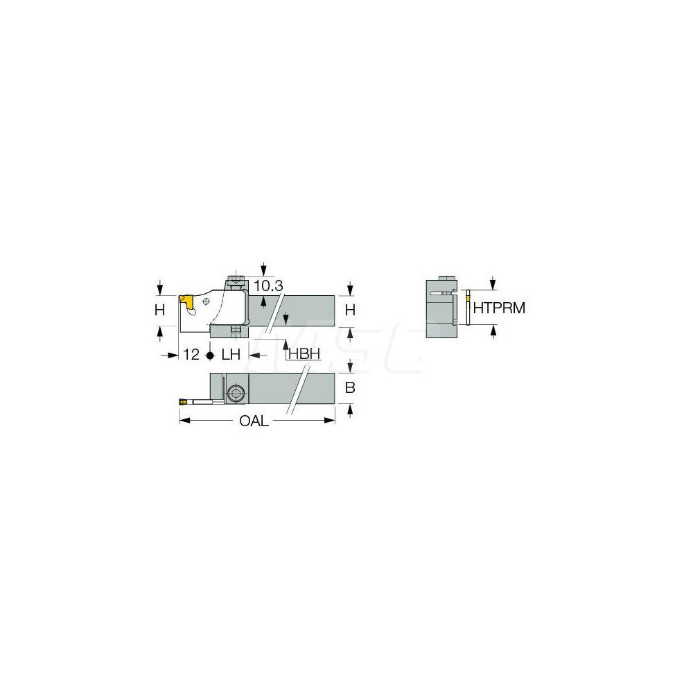 Iscar Tool Block Style SGBH, 19mm Blade Height, 150mm OAL, Indexable Cutoff Blade Tool Block - 2301172