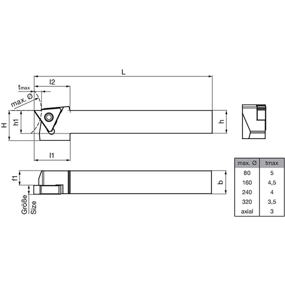 Guhring Indexable Grooving Toolholder: GH30507505000004R, External, Right Hand, 4.00 mm Max Groove Width - 9253500120220