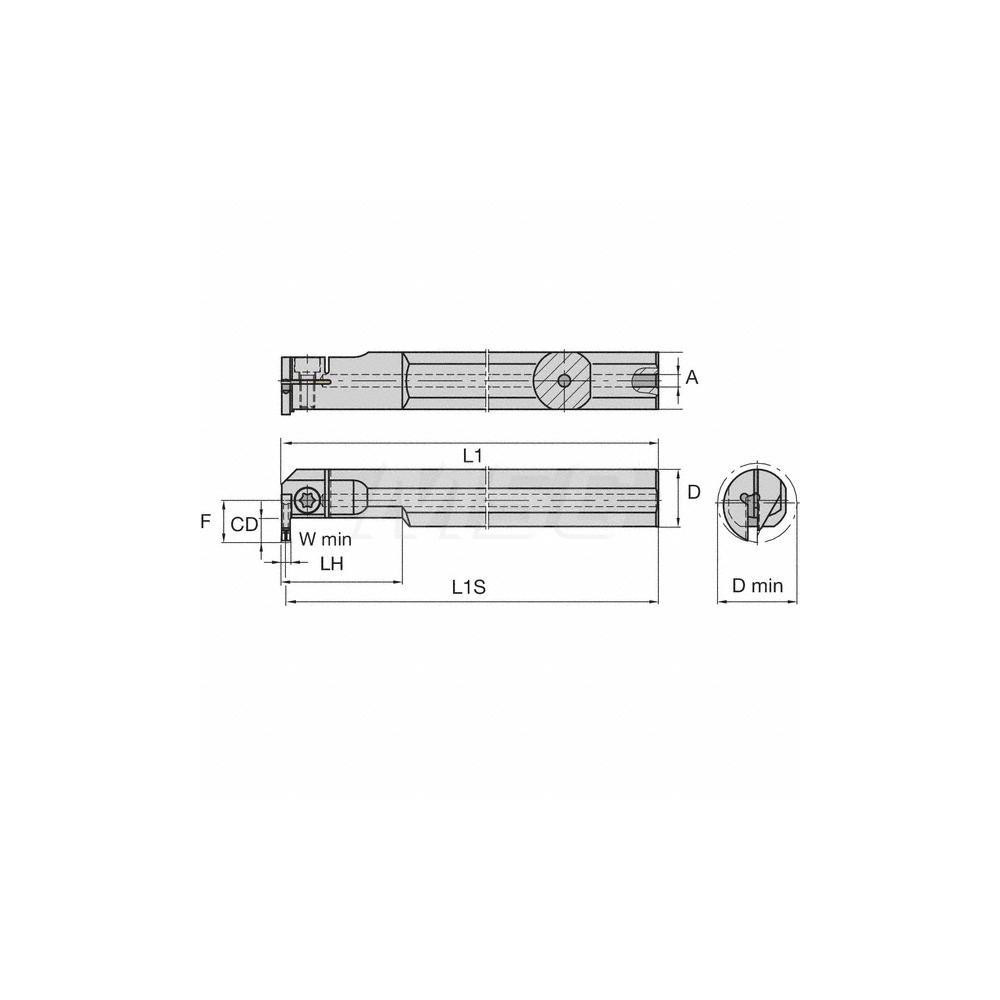 Kennametal Indexable Grooving Toolholder: A40TA4EML0416M, Internal, Left Hand - 1949668