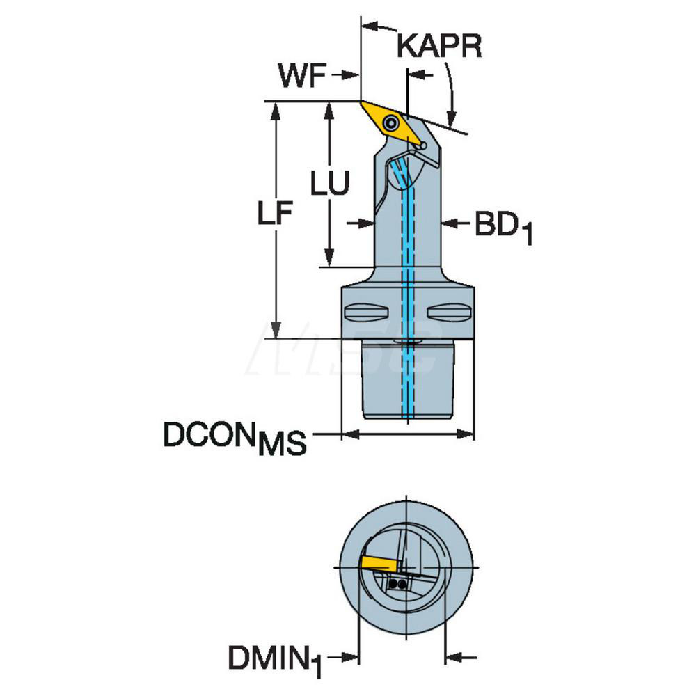 Sandvik Coromant Modular Turning & Profiling Head: Size C5, 90 mm Head Length, Right Hand - 6404605