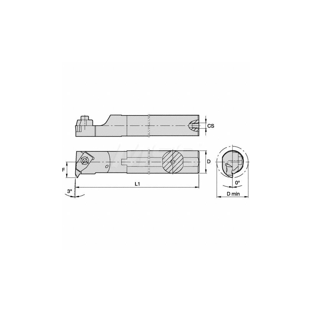 Kennametal Indexable Boring Bar: A25RNNTOL2, 34 mm Min Bore Dia, Left Hand Cut, 25 mm Shank Dia, Steel - 1098952