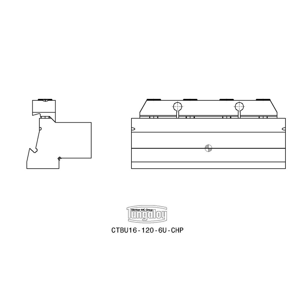 Tungaloy Tool Block Style CTBU-CHP, 4.331" OAL, Indexable Cutoff Blade Tool Block - 6734894