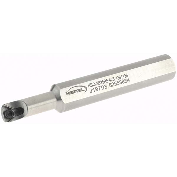 Hertel Indexable Boring Bar: HBBQS625R5-425-4381875, 0.4380" Min Bore, Right Hand, Steel - H59869974