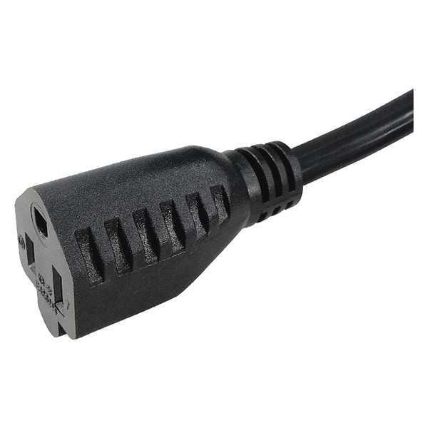 Zoro Select SJT Extension Cord, 16 AWG, Indoor, 16/3, 1 Outlets, 5-15R, Black, PVC, 5-15P, 6 ft - 5XFP9ID