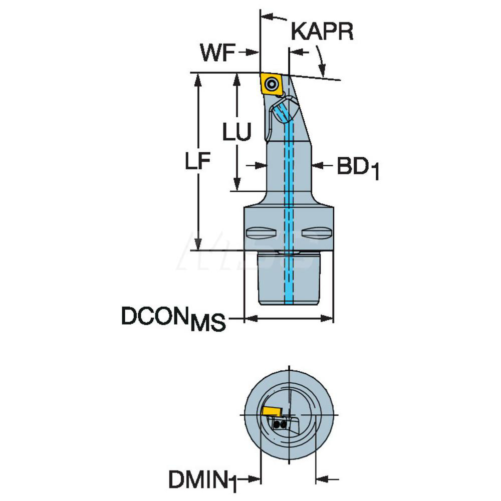 Sandvik Coromant Modular Turning & Profiling Head: Size C5, 70 mm Head Length, Internal, Right Hand - 6404570