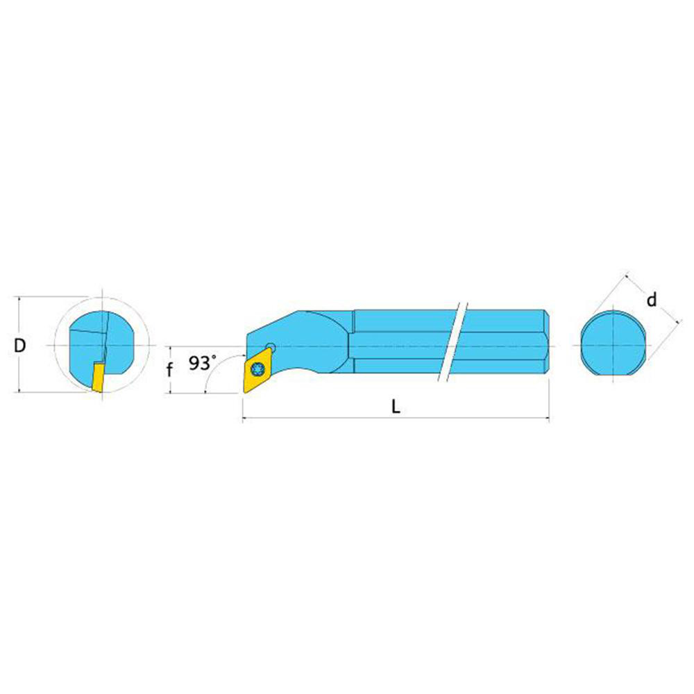 Ingersoll Cutting Tools Indexable Boring Bar: E12S-SDUCR-3, 1-1/4" Min Bore, 3/4" Shank Dia, 93 deg Lead, Solid Carbide - 3604538