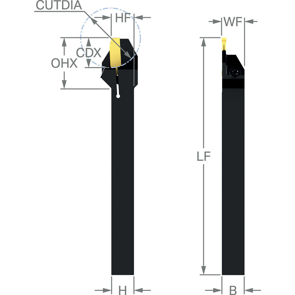 Sandvik Coromant Indexable Grooving & Cut-Off Toolholders: Right Hand, 0.6693, 17.00 - 8196601