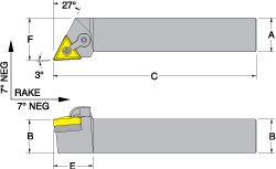 Dorian Tool Indexable Turning Toolholder: MTJNR16-4D, Clamp & Pin - 73310150902