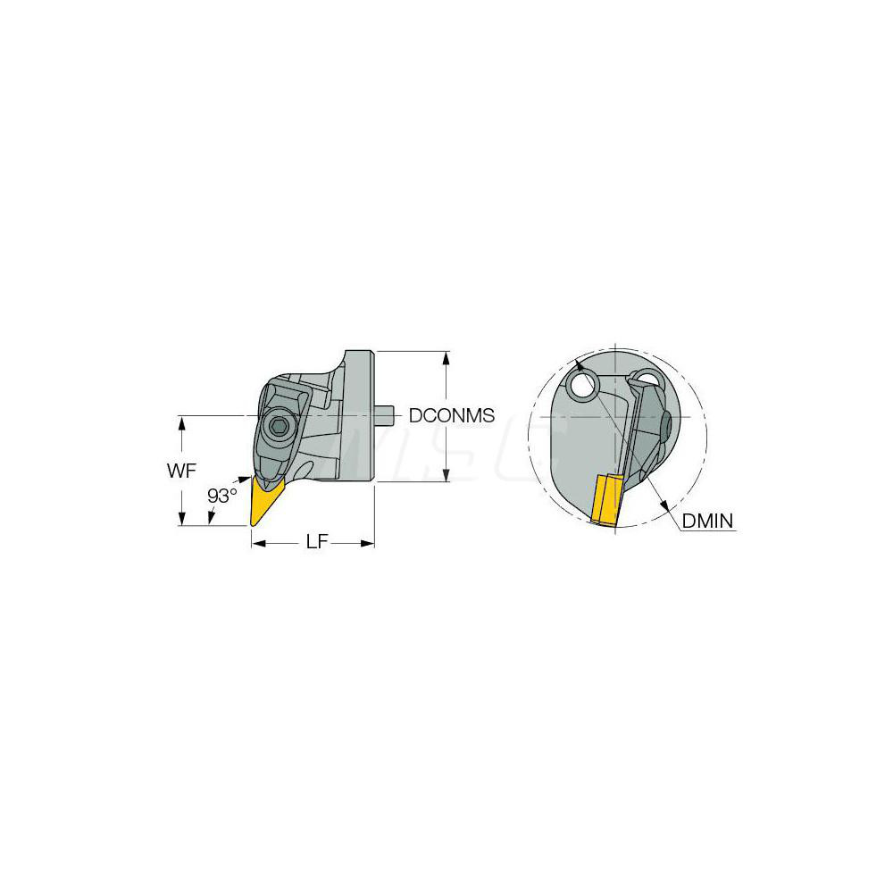 Iscar Replaceable Boring Bar Heads; Compatible Insert Style: VNMG; Insert Style: VN; Compatible Insert Size Code: 332-F3M; Tool Material: Steel; Multi-use Tool: No; Lead Angle: 95 deg; Through Coolant: Normal Pressure; Yes; For Shank Dia: 1.575 in; 40 mm; Cutting Tool Application: Turning - 3332990